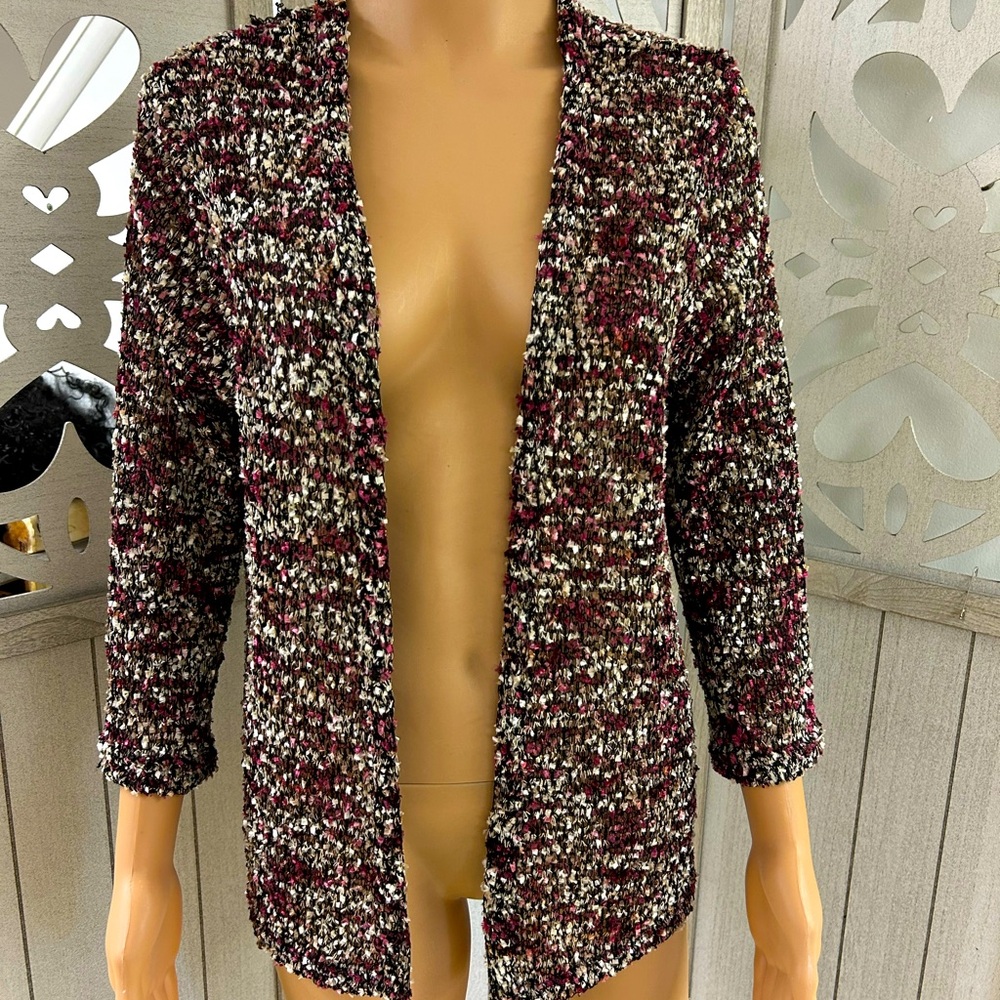 Alfred Dunner Textured Purple Magenta Cardigan Size Medium